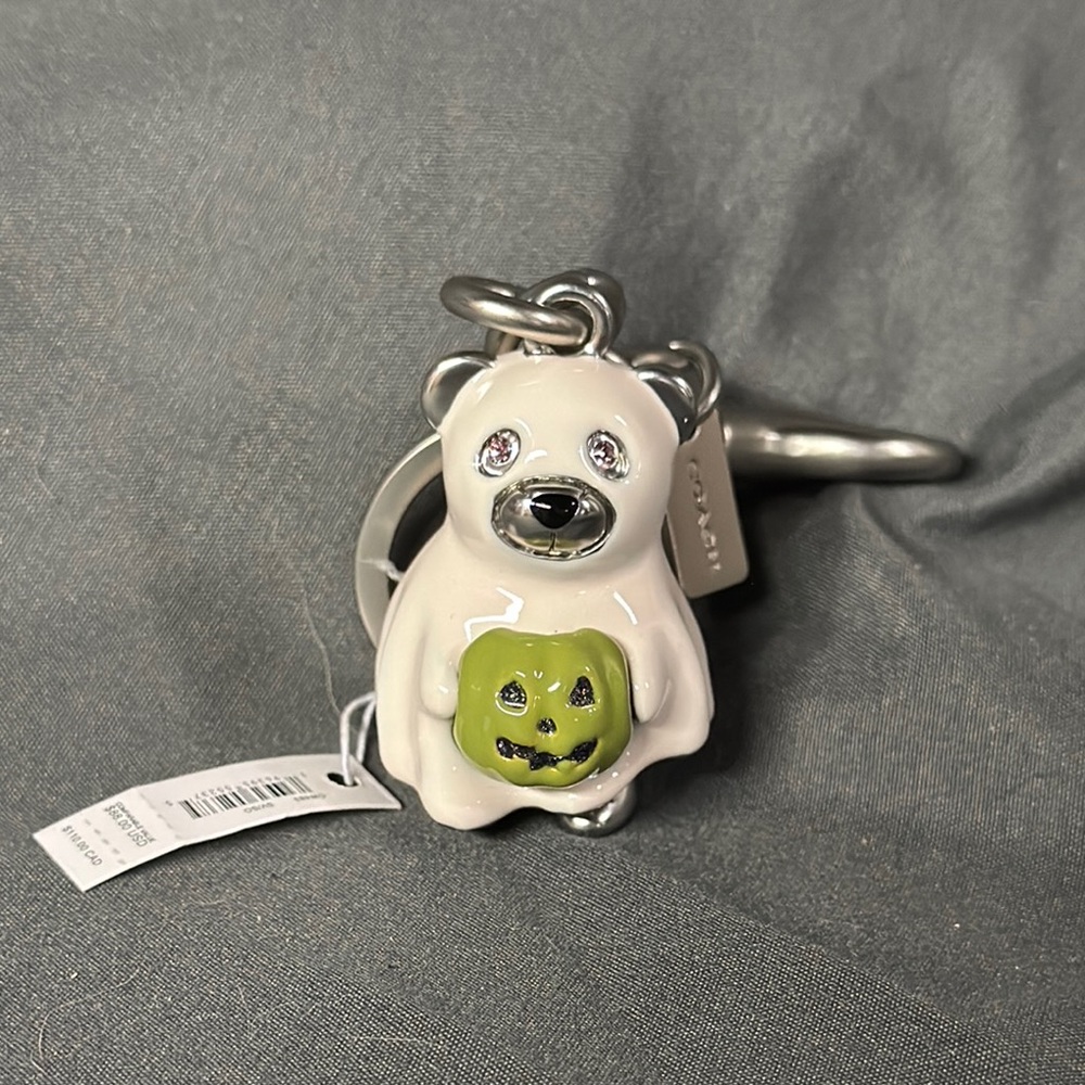 Coach Bear Keychain with Pumpkin